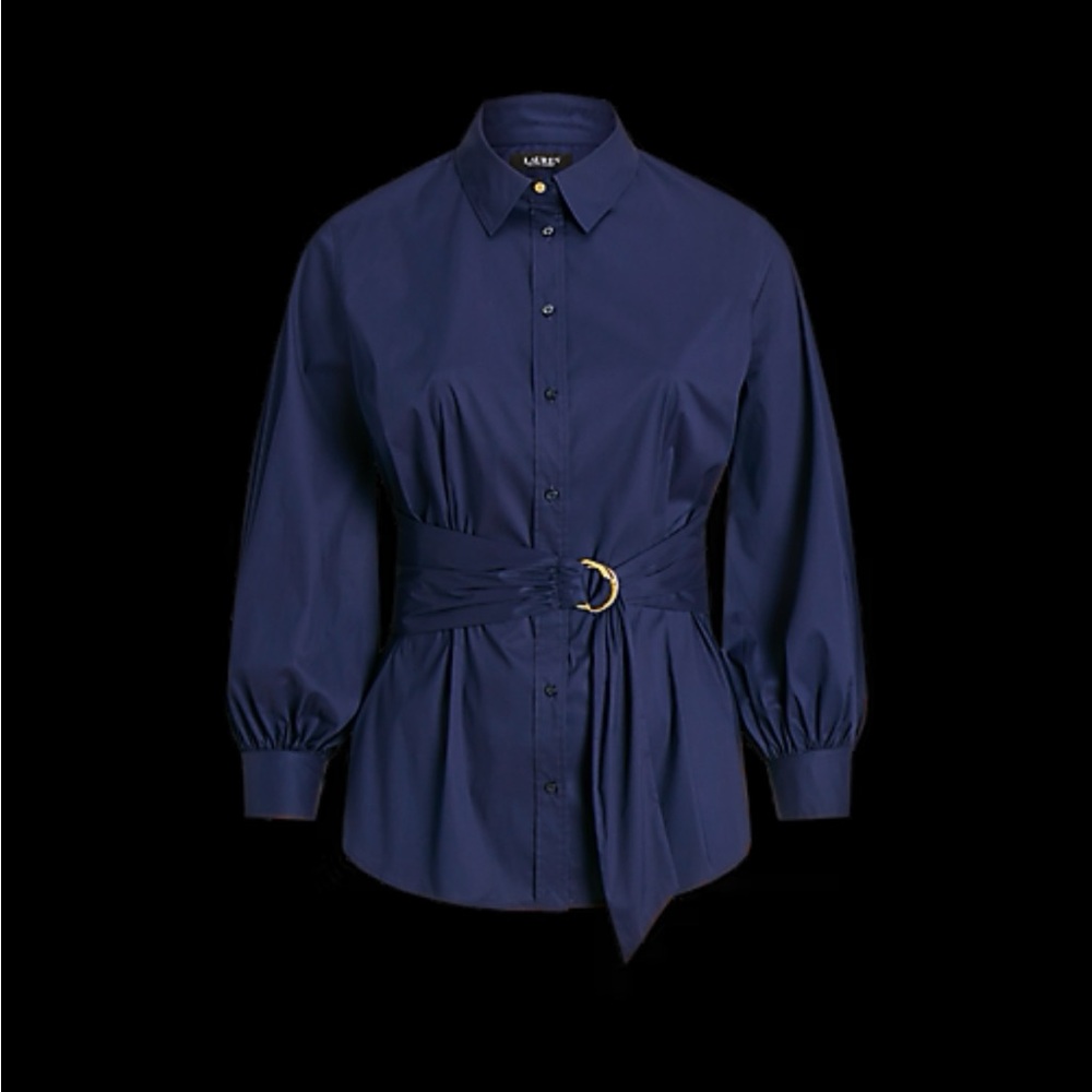 Ralph Lauren Tie-Front Cotton-Blend Shirt